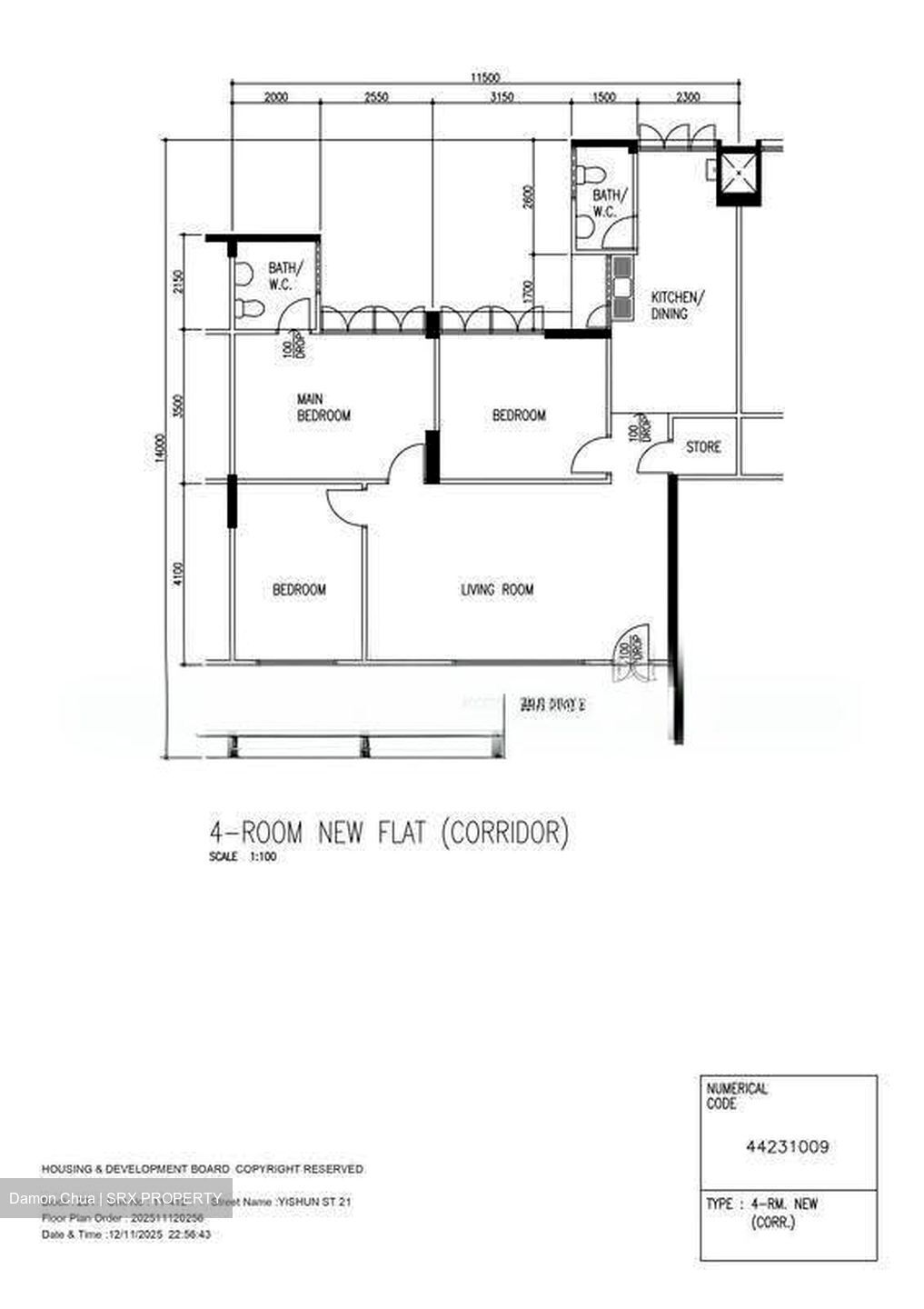 Blk 231 Yishun Street 21 (Yishun), HDB 4 Rooms #612507301